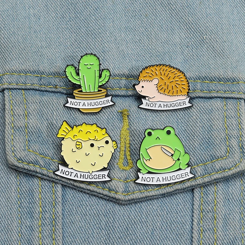 Cute Cartoon Shark Duck Capybara Brooches Frog Hedgehog Funny Enamel Pin Backpack Lapel Badge Jewelry Gift for Friends Wholesale