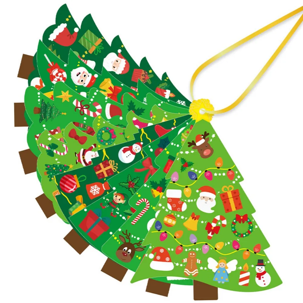 24 قطعة من بطاقة تزيين شجرة عيد الميلاد للأطفال مع ملصق سلسلة ذهبية بطاقة معايدة عيد الميلاد بطاقة ديكور شجرة عيد الميلاد سانتا #4