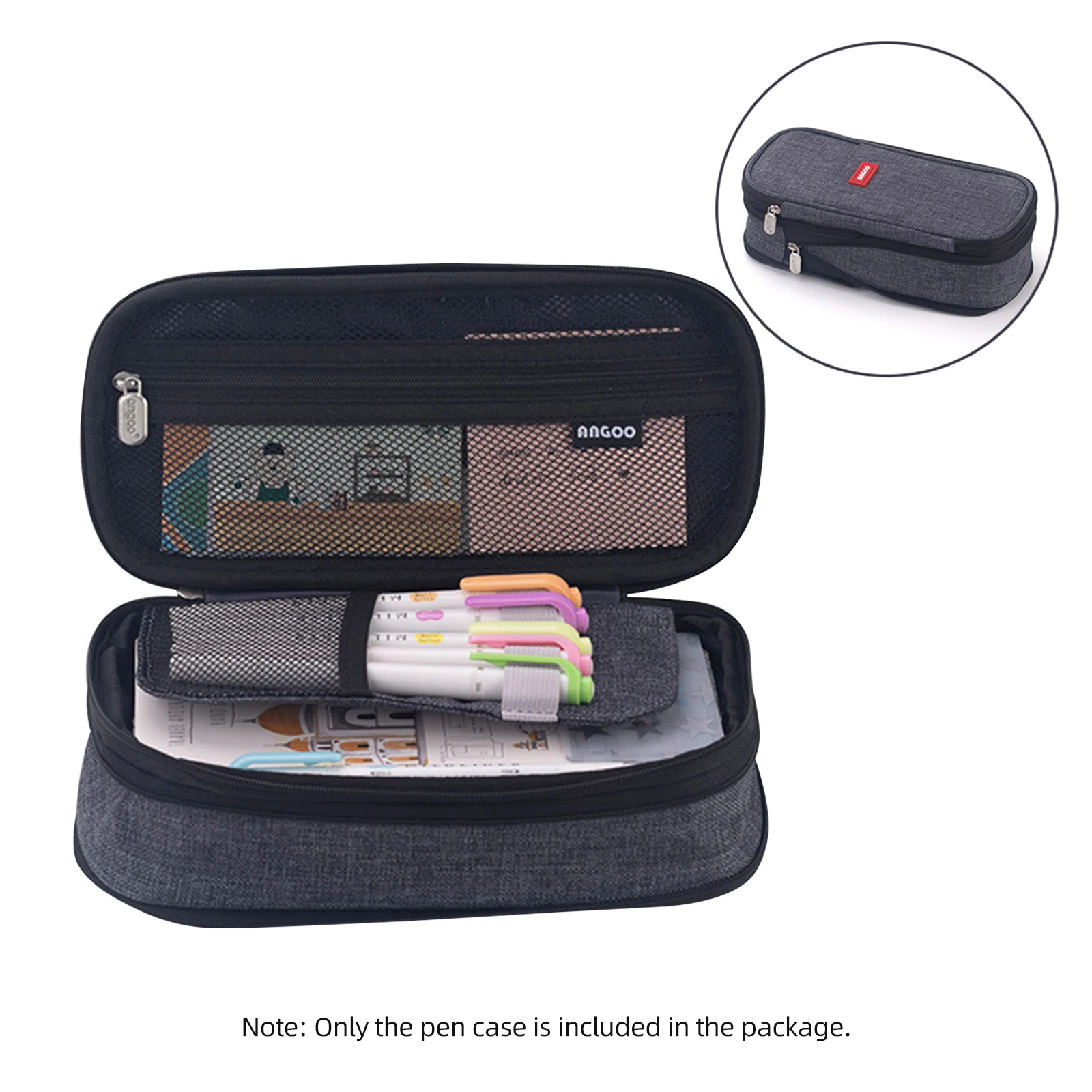 【New】Large Capacity School Pencil Case Stationery Zipper Pocket Office Storage Multilayer Storage Pocket ( not included pencil )