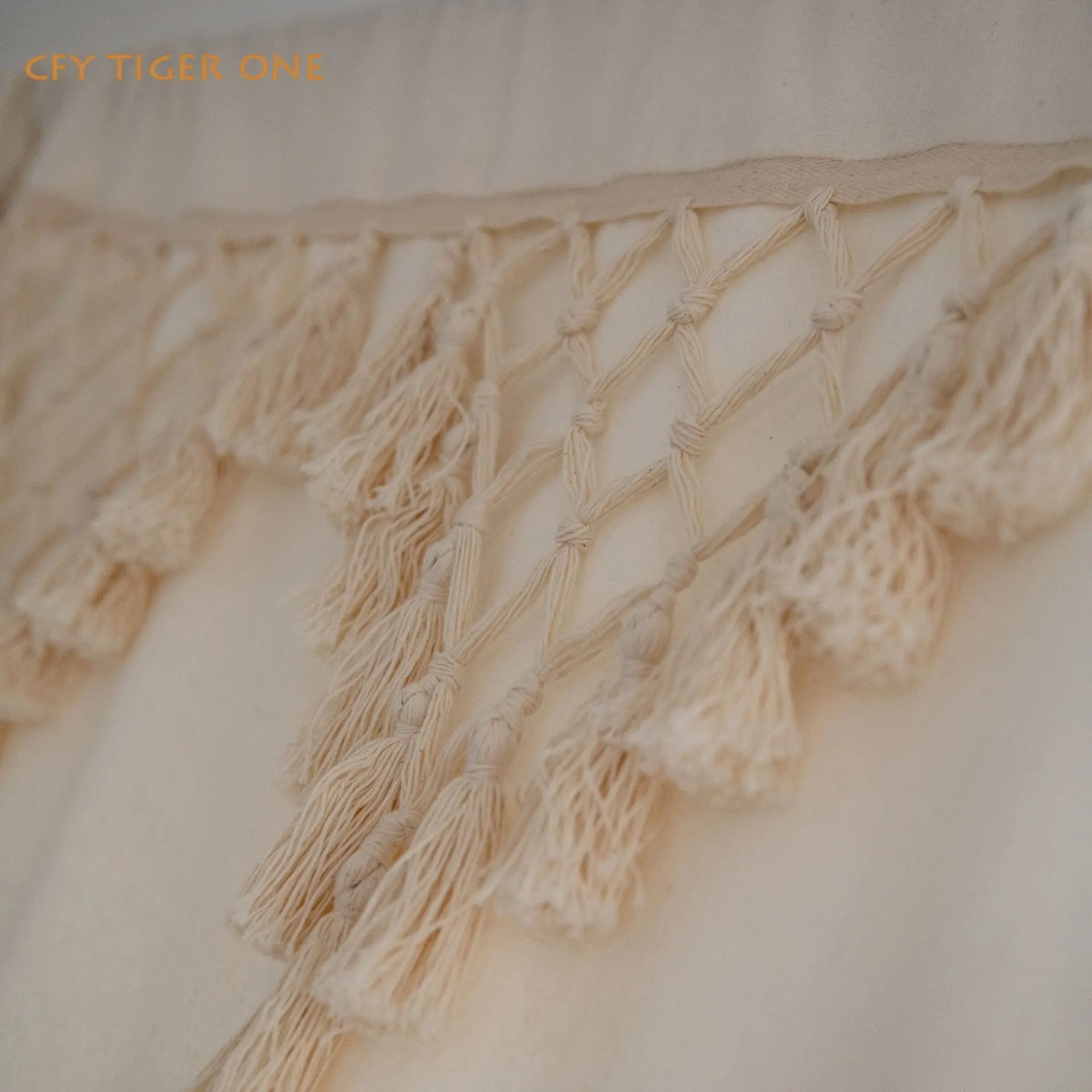 

Cotton Linen America Rural Thick Window Curtain Triangular Fringe Tassels Blackout Drapes for The Luxury Living Room Curtains