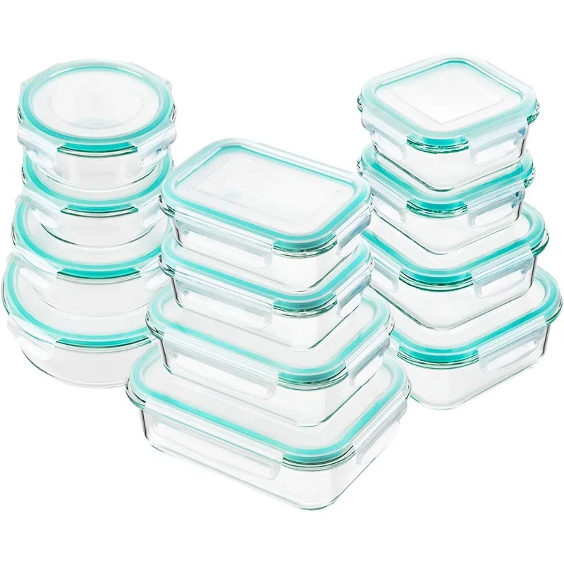 Glass Food Storage Containers with Lids, [24 Piece] Meal Prep, Airtight Bento Boxes, BPA Free & Leak Proof