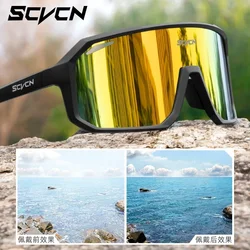 SCVCN Polarized Cycling Sunglasses Photochromic Outdoor Bicycle Road Mountain Bike Glasses Men and Women Casual Hiking Glasses
