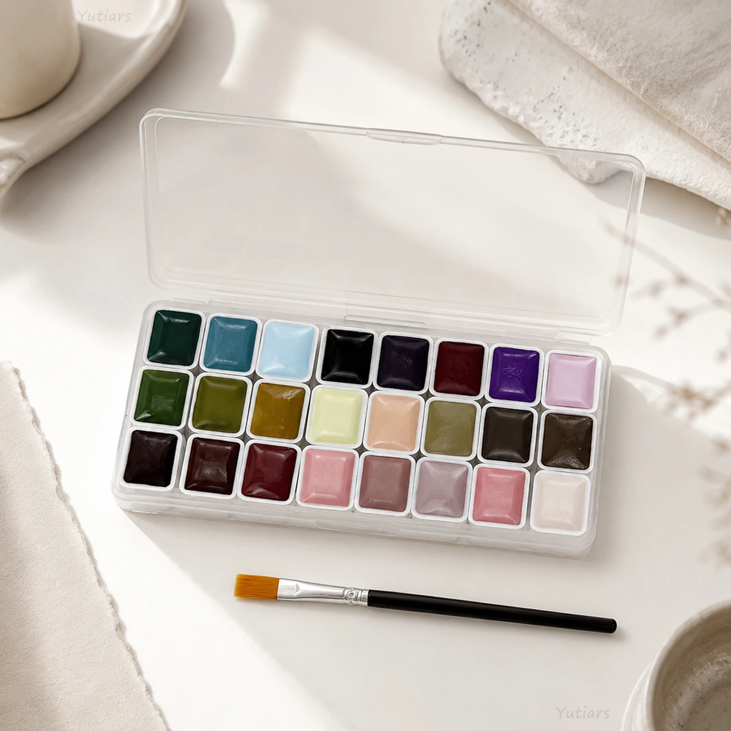 Ensemble de peinture à l'aquarelle solide 24 couleurs, palette de pigments portable pour artistes, étudiants, peinture DIY, fournitures et outils d'artisanat