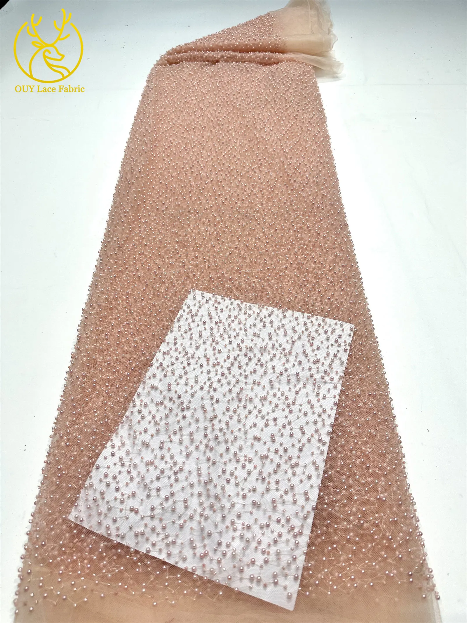 Afrikanischer Perlen-Spitzenstoff 2026 Großhandel Grüner Nigerianischer Tüll-Spitzenstoff für Damen Hochzeitskleid Partykleid Nähen 5 Yards – Detail 12