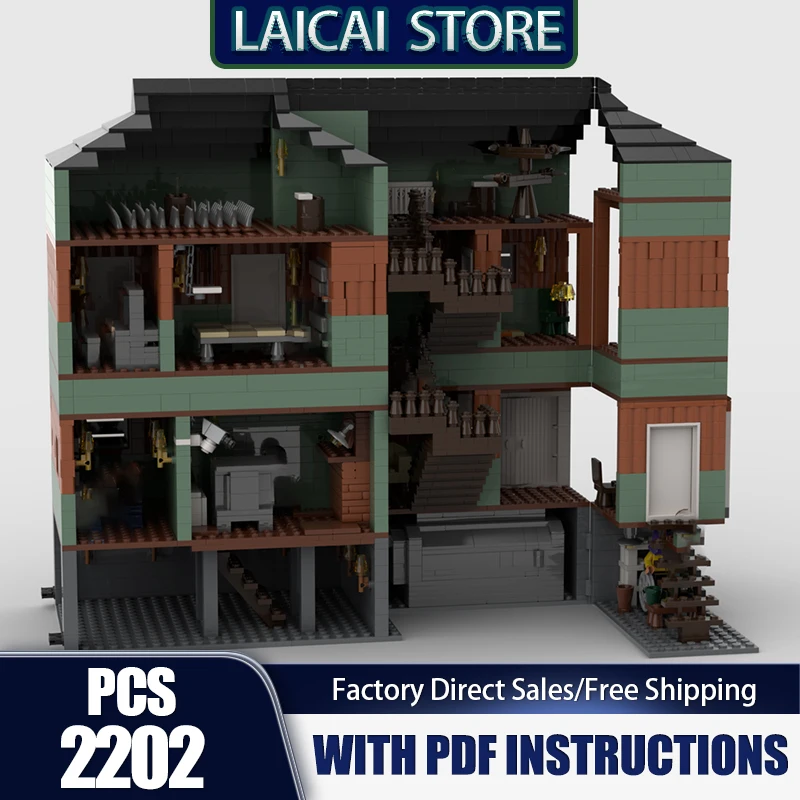 Stad Street View Model Moc Bouwstenen De Zenuw Gas Huis Model Technologie Modulair Blok Kerst DIY Speelgoed Vakantiecadeaus