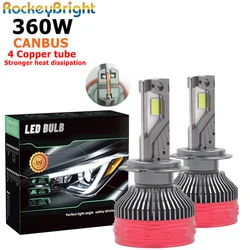 360W F180 H7 LED Headlight H4 H11 Bright Car Bulbs HB3 9005 HB4 9006 H8 HIR2 Car Headlight Bulb Fog Light Four copper tubes