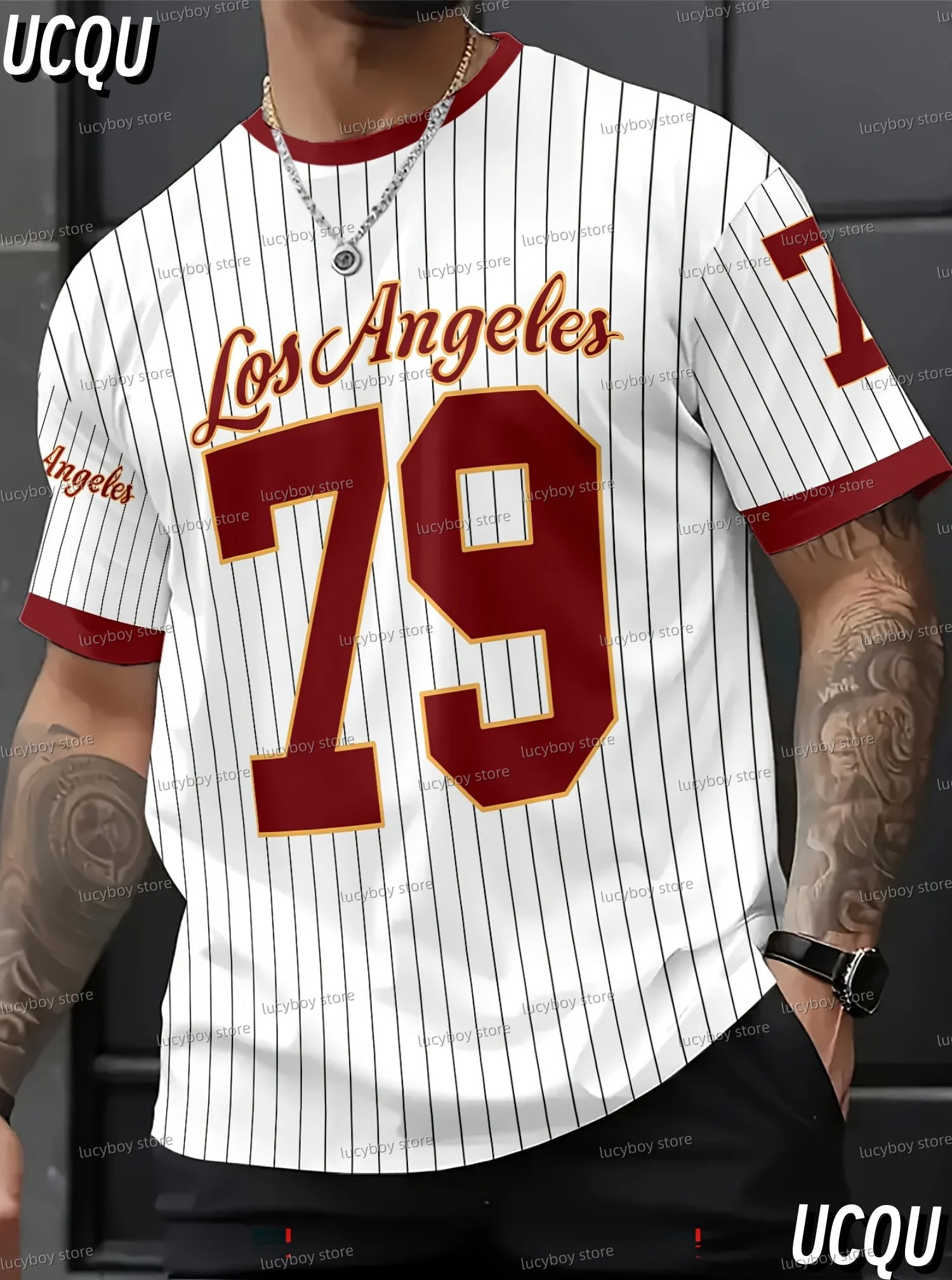 NEW IN  American Style 79 LOS ANGELES T-Shirt  Men  Short Sleeve O- Neck sport Tee Vintage Basketball T-shirt Men Clothes image 2