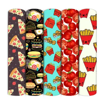 Pizza, hamburger, houby, rajčata, potištěná polyesterová bavlněná látka na šití hedvábných tkanin, materiál na vyšívání, DIY, c17571 8 nejlepší prodej rajčatová tkanina - №1
