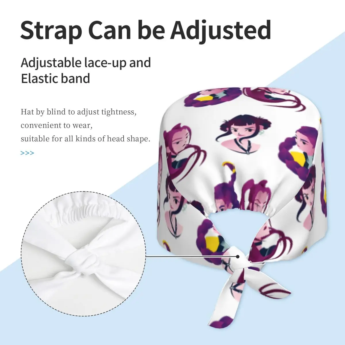 Czapki pielęgniarskie KPop Demon Hunter, czapka medyczna, mem Huntrix, modna czapka medyczna, wygodna czapka z wiązaniem na plecy, czapki robocze