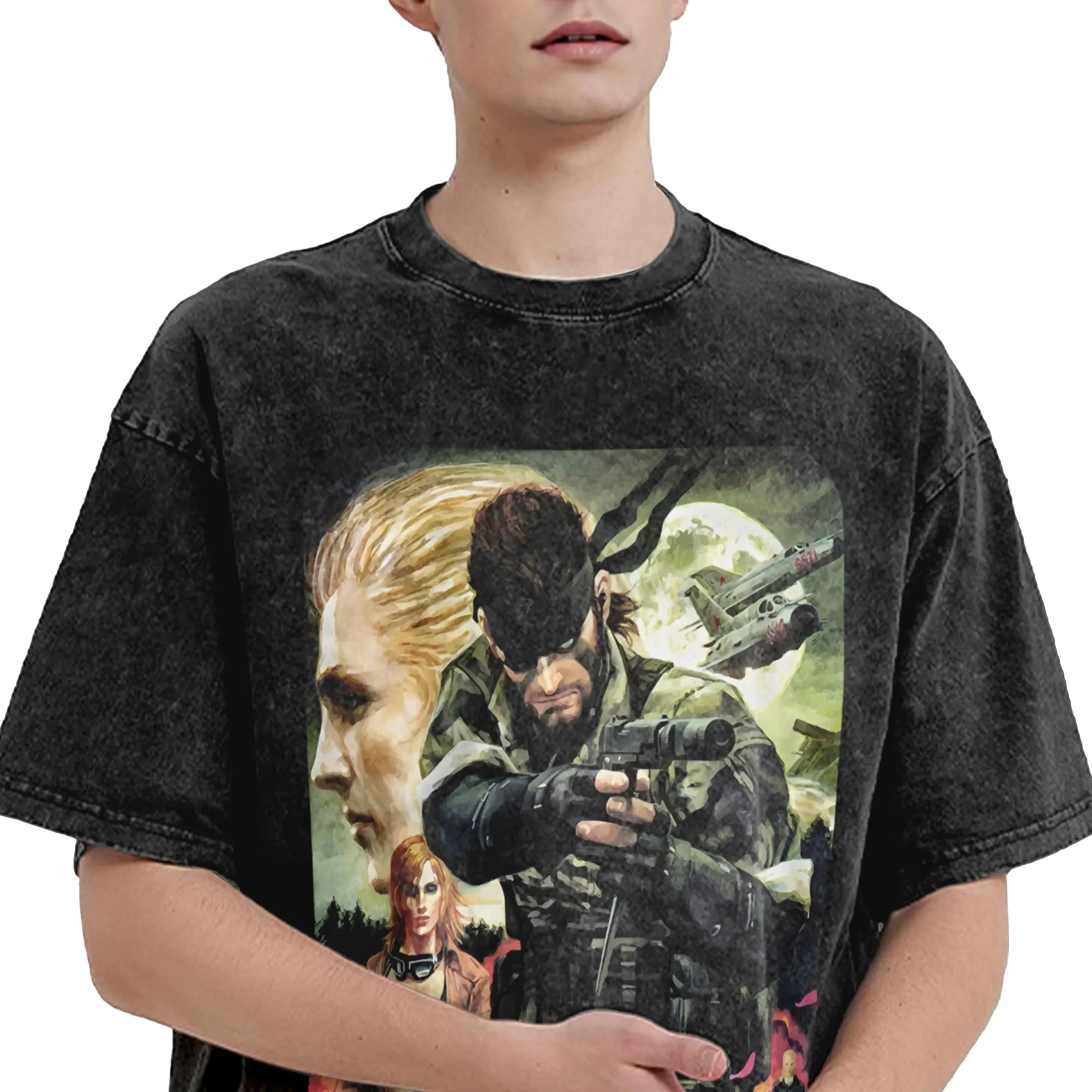 MGS3 ثعبان الآكل لعبة تي شيرت الهيب هوب غسلها تي شيرت على طراز هاراجوكو ميتال جير الصلبة 3 الرجال النساء بلايز الشارع الشهير تي شيرتات ورق الرسم البياني #3