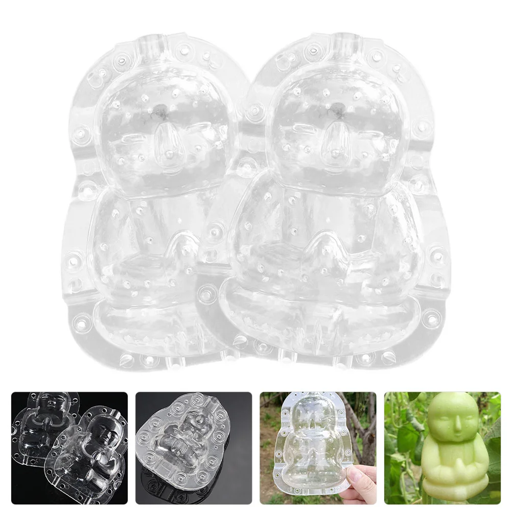 2 Pcs Fruit Vegetable Shaping Mold Growing Melon Transparent Forming Practical Multi-function Cucumber Adorable Buddha Travel