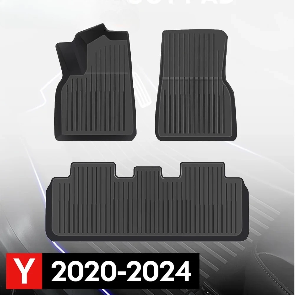 

For Tesla Model Y 2021-2024 Floor Mat Left and Right Hand Drive TPE Carpet Waterproof Weather-resistant Foot Pads Mats