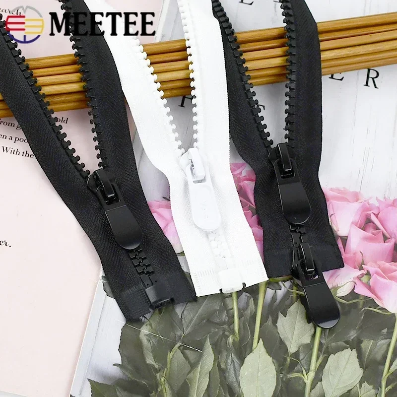 70-200cm Meetee 8# Resin Zipper Open-End Double Single Slider Down Jacket Coat Tent Bag Long Zippers DIY Repair Sewing Accessory