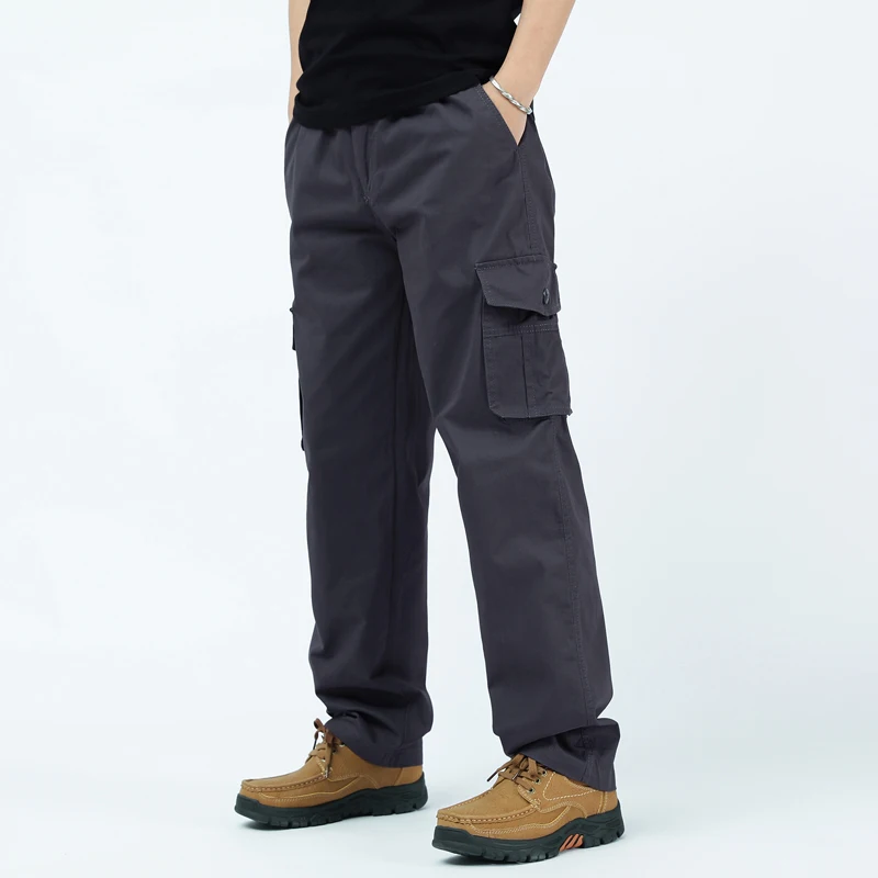 Brand Casual Pants Men Cargo Pants Cotton Loose Trousers Mens Pants Overalls Multi Pocket Straight Outdoor Work Joggers 5XL