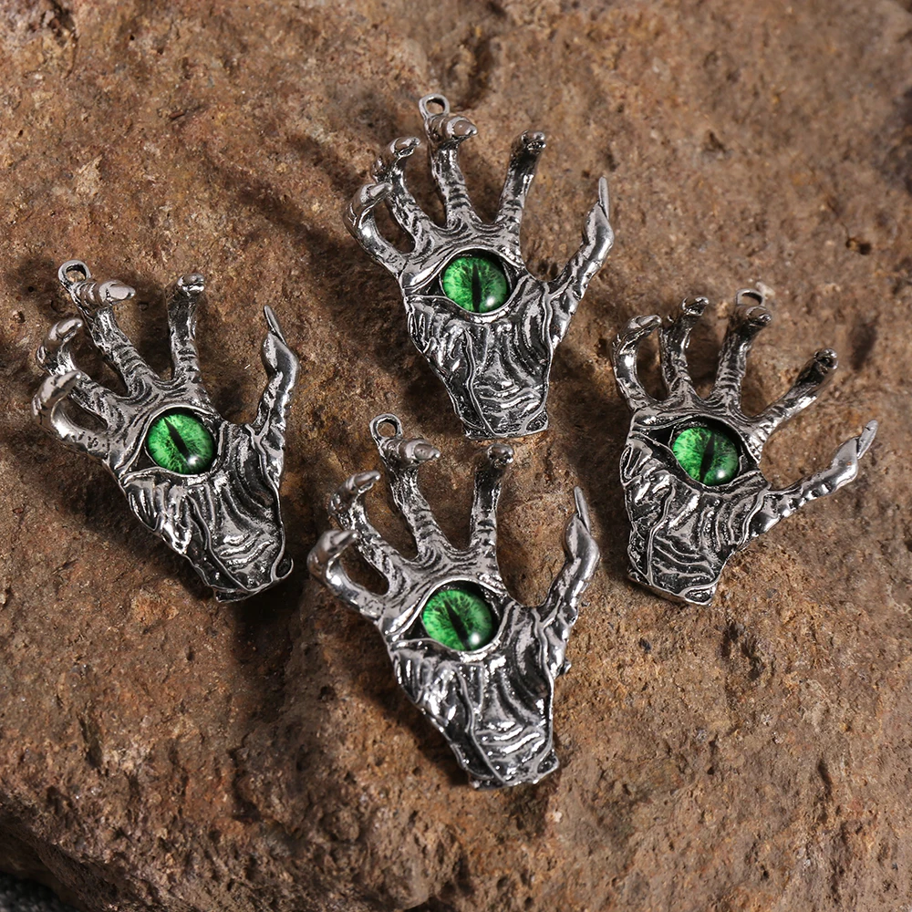 2 Pieces of Green-Eyed Claw-Shaped Handmade Small Accessories, with a Vintage Texture and Unique Design, Suitable for DIY Bracelets, Necklaces, and Earrings, and as Handmade Beaded Decorative Accessories view 5