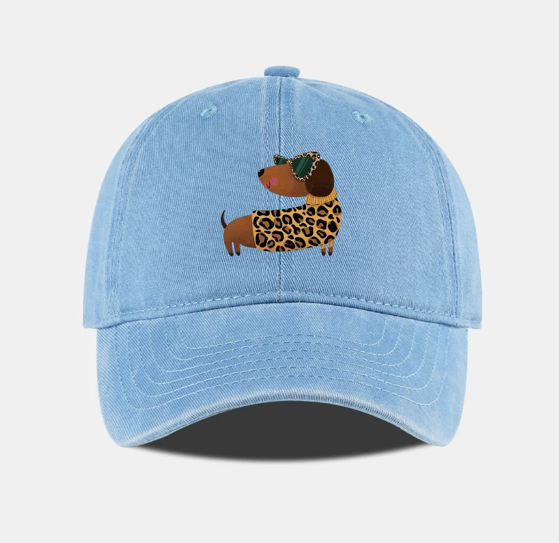 Niedliche und coole Baseballkappe mit Leopardenmuster und Dackel-Motiv – verstellbarer, atmungsaktiver Sonnenhut, perfekt für den alltäglichen Freizeitgebrauch – Detail 6