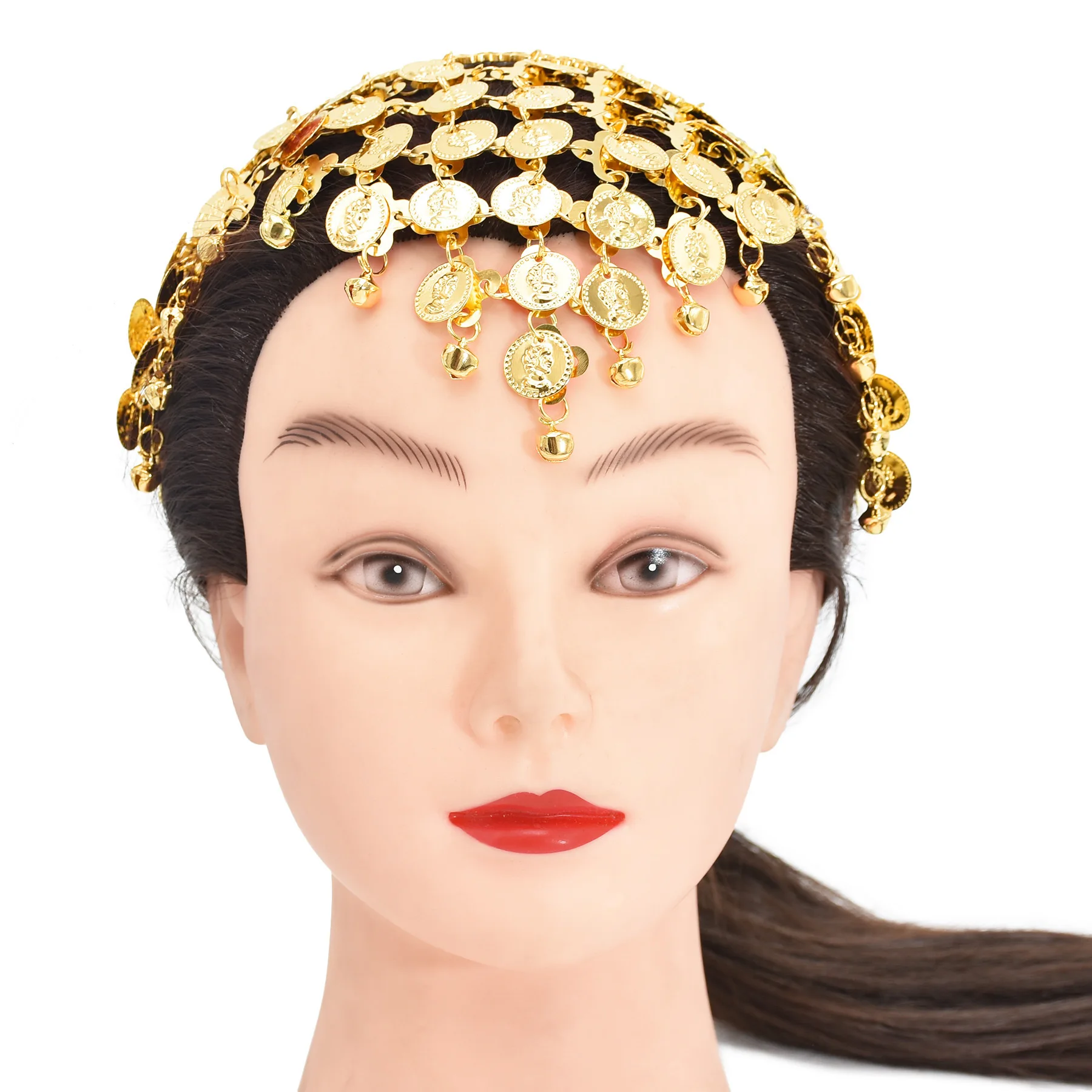 Coronas de Metal de oro indio, Tiaras de baile de Bikini con borla para la frente, diademas, diademas, accesorios para el cabello de fiesta Tribal gitana