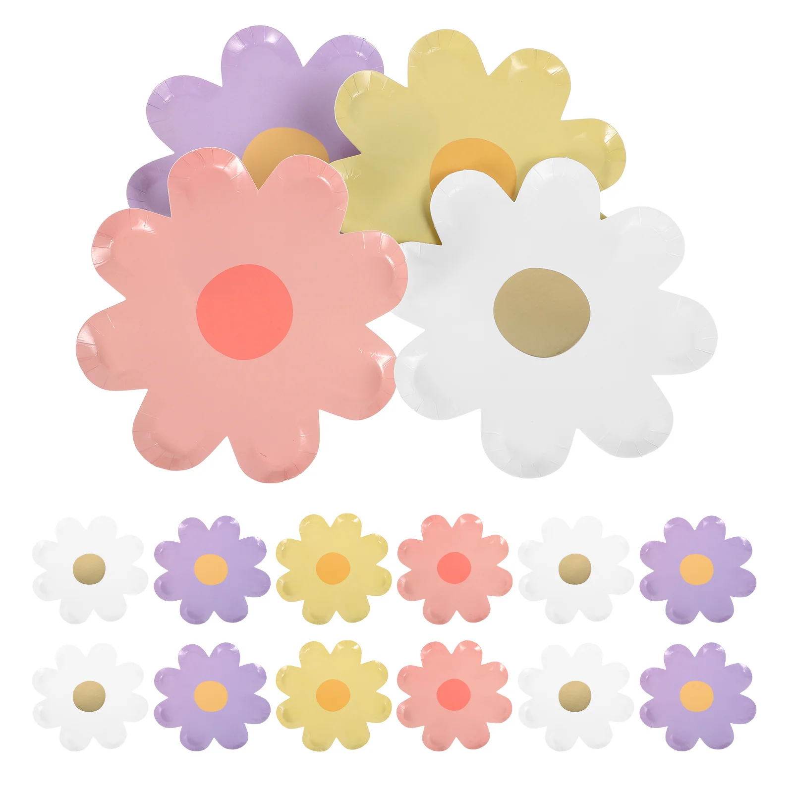

40pcs Dinner Plates Decorative Floral Paper Daisy Plates for Birthday Parties Spring Decorations Versatile Design Lightweight