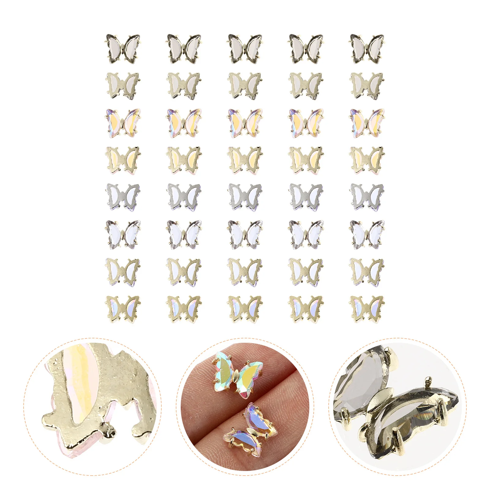 40 Uds. De adornos para uñas de mariposas 3D, adornos creativos para manicura DIY para bolsos, teléfonos, dijes para uñas, dijes para manicura