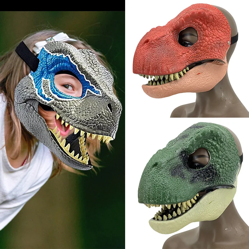 Bulex Dinosaur Latex Mask Role Play Props Performance Headgear Jurassic World Raptor Dinosaur Dino Festival Carnival Gifts