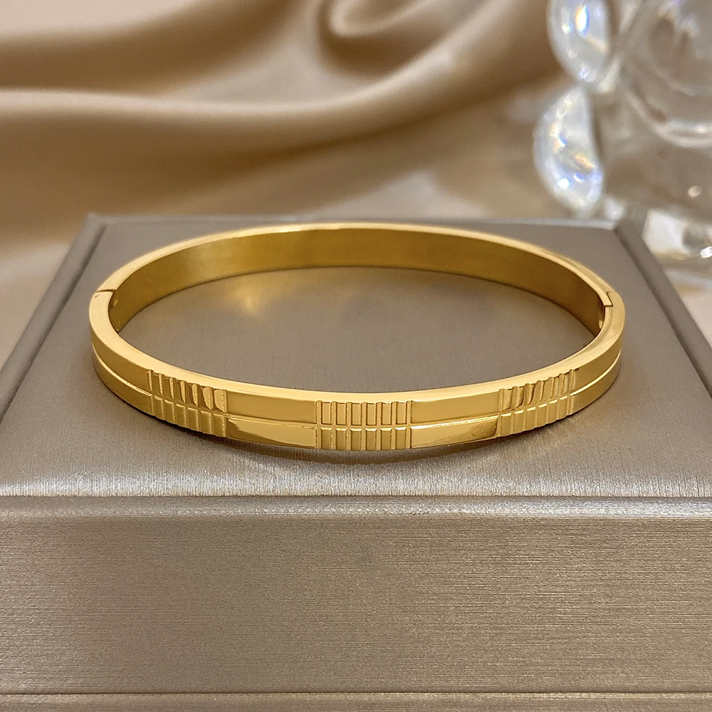 مكتنزة الشرير هندسية شبكة الملمس الفولاذ المقاوم للصدأ سوار للنساء الرجال الكلاسيكية مطلية بالذهب سوار فاخر المعصم مجوهرات هدية #2