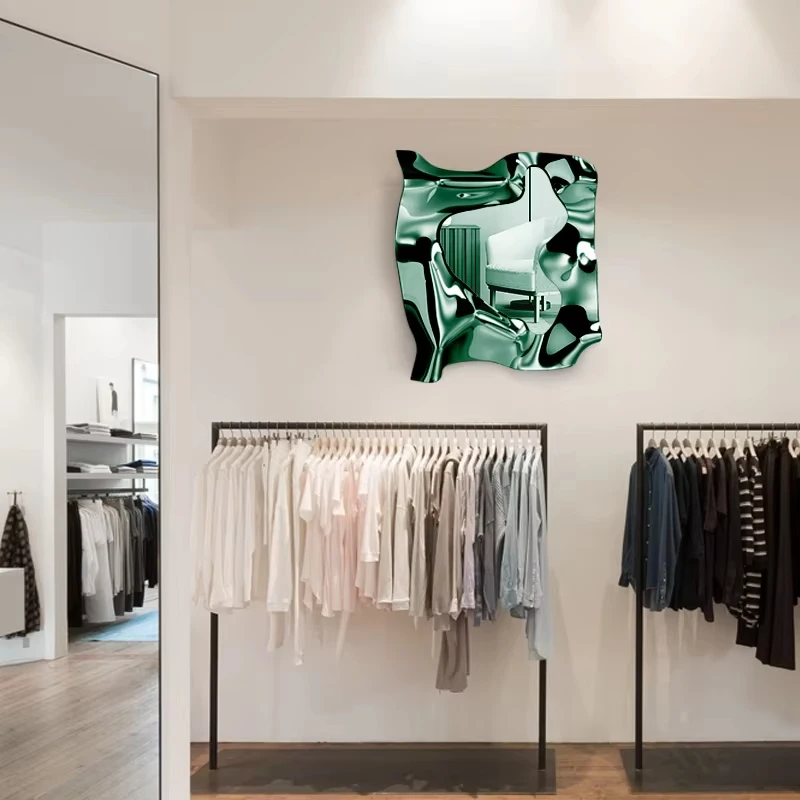 High Quality Stainless Steel Wave Mirror Wall decoration, Creative Alien Metal Art Sculpture, for Shop, Hotel and Home ZY105AM