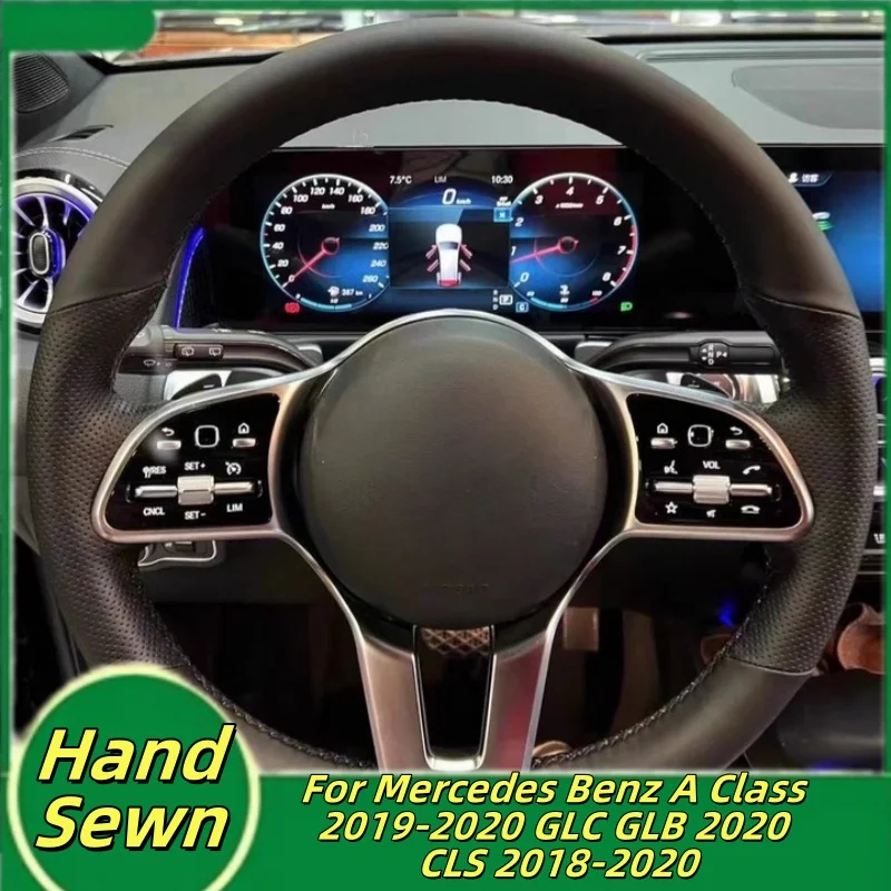 

Car Steering Wheel Cover Hand-Sewn Microfiber Leather For Mercedes Benz A Class 2019-2020 GLC GLB 2020 CLS 2018-2020 Accessories