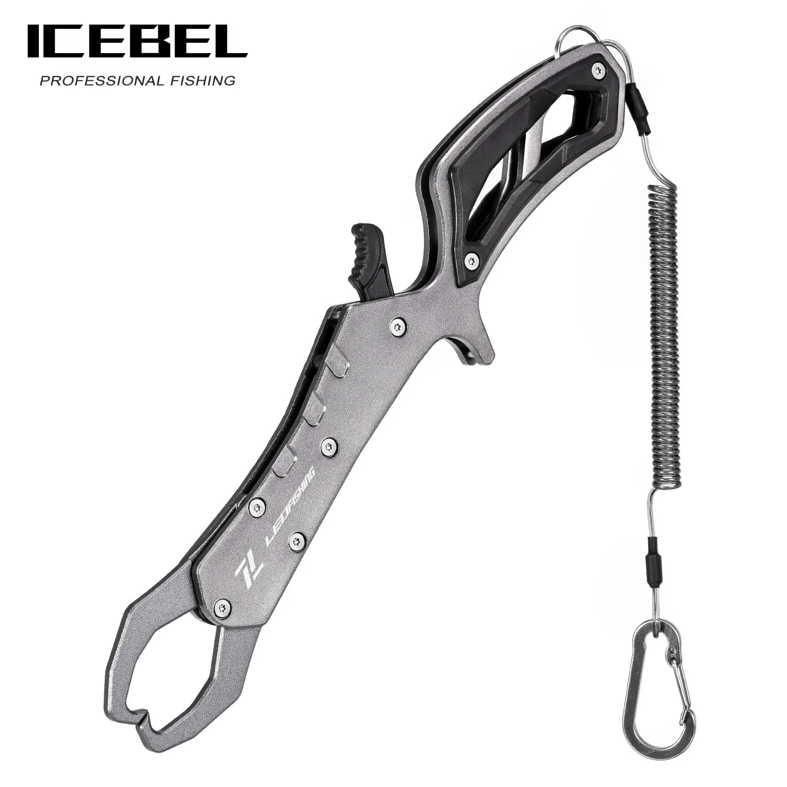 icebel-航空宇宙アルミニウム釣りグリッパー-ストラップフック付き、ルアー釣りの安全のための滑り止めクランプ