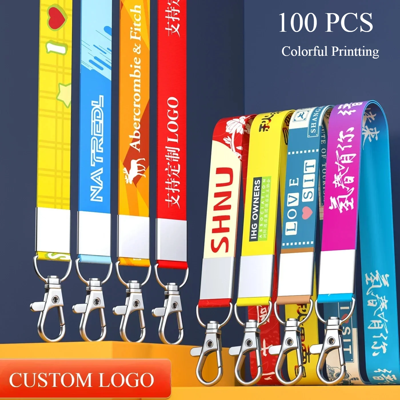 

100PCS Colorful Printted Personalized Hanging Neck Strap Thickened Lanyard Heat Transfer-printing Custom LOGO Anti-Lost Strap