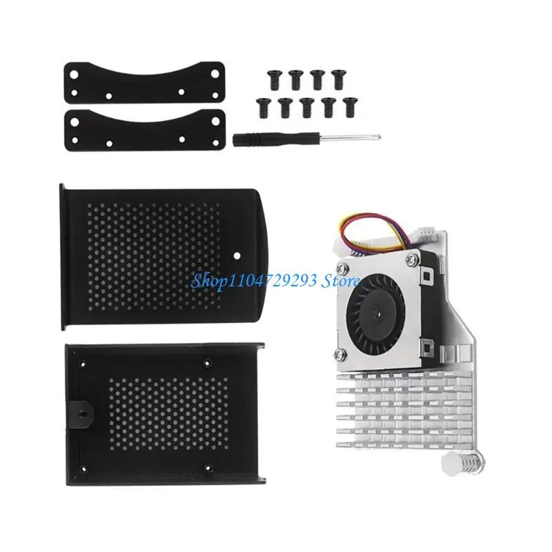 Y2GD Mesh-Gehäuse, robustes Metallgehäuse aus Aluminiumlegierung mit Lüfter und Kühlkörper für RPI 5