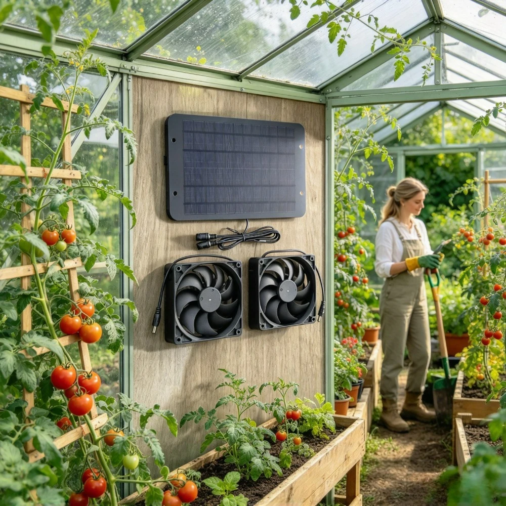 Solar Two Exhaust Fans Set15W IP65 Waterproof Solar Cooling Vent Fan For Dog House Chicken Coop Greenhouse RV Camper Outdoor Pet