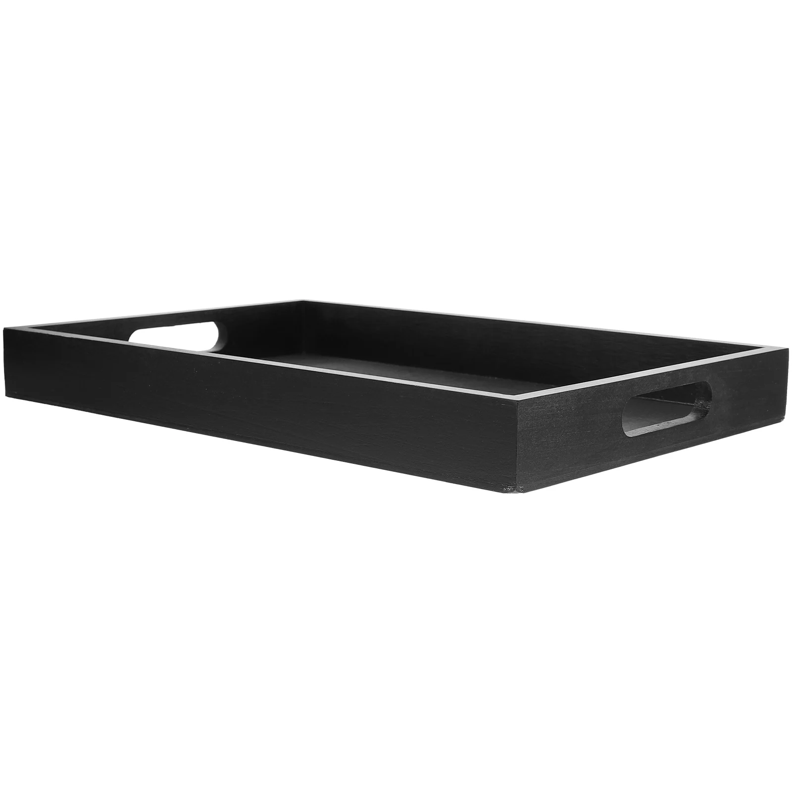 

Black Rectangular Wood Serving Tray Rustic Food Tea Tray Fruit Bread Snack Dessert Plate for Household Cafe Restaurant
