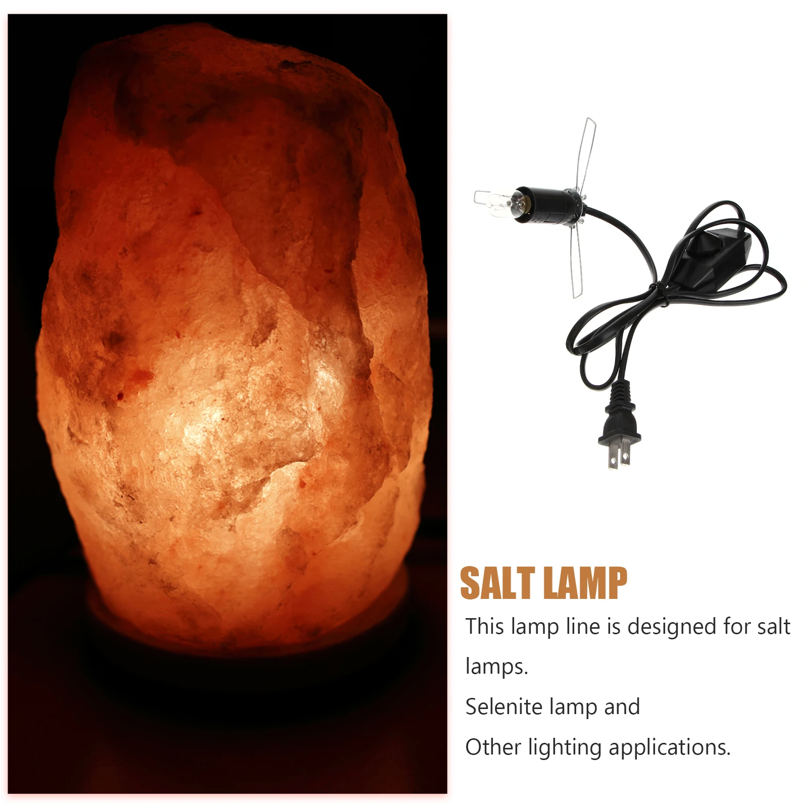 

1pcs Crystal Replacement Cord Switch Warm Orange Light Selenite Lamp Butterfly Clip Plug Us Standard Rock Light