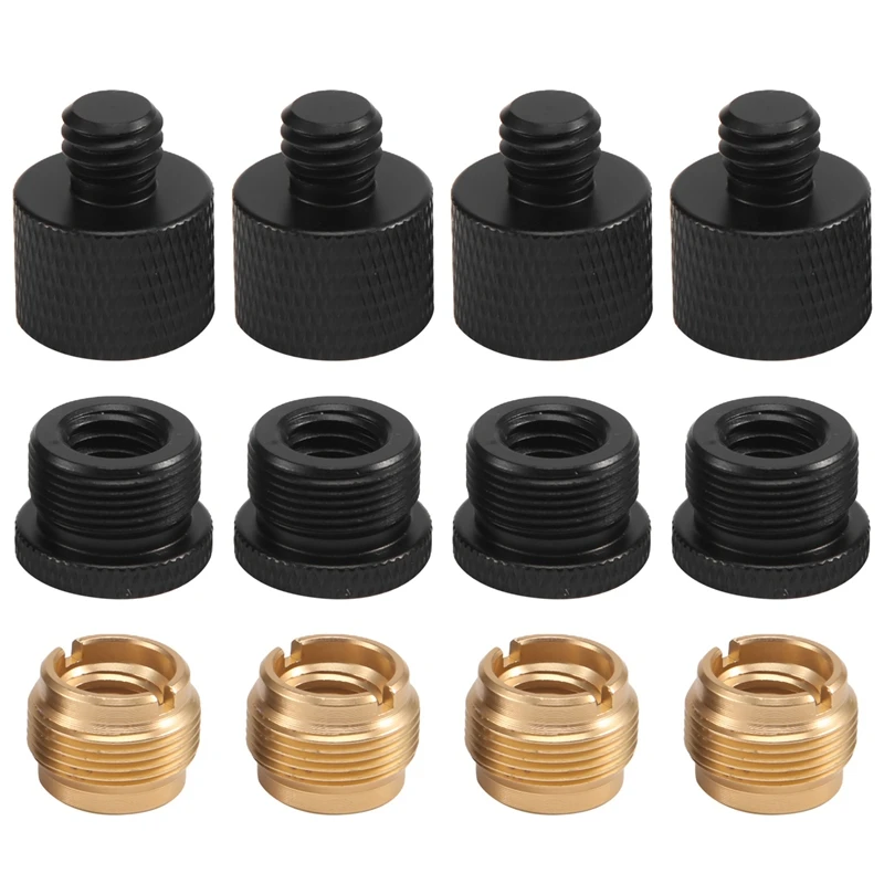 12 قطع هيئة التصنيع العسكري الموضوع محول مجموعة منصة الميكروفون محول 5/8 أنثى إلى 3/8 ذكر و 3/8 أنثى إلى 5/8 ذكر المسمار محول