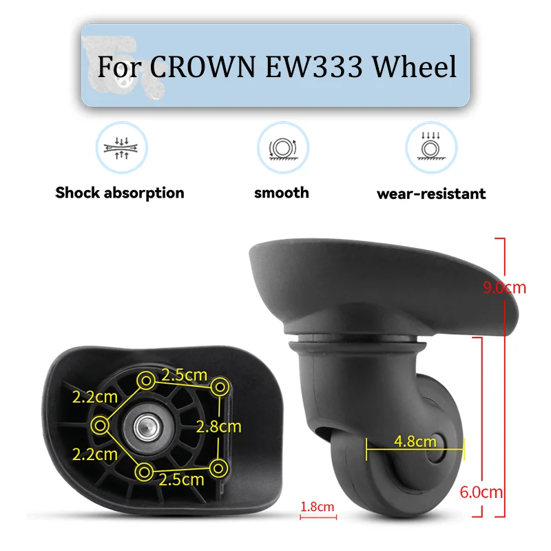 

For CROWN EW333 Universal Wheel Replacement Suitcase Rotating Smooth Silent Shock Absorbing Wheel Accessories Wheels Casters