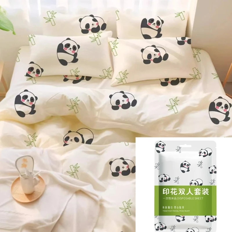Juego cama higiénico uso con funda cama con edredones tela no tejida pandas
