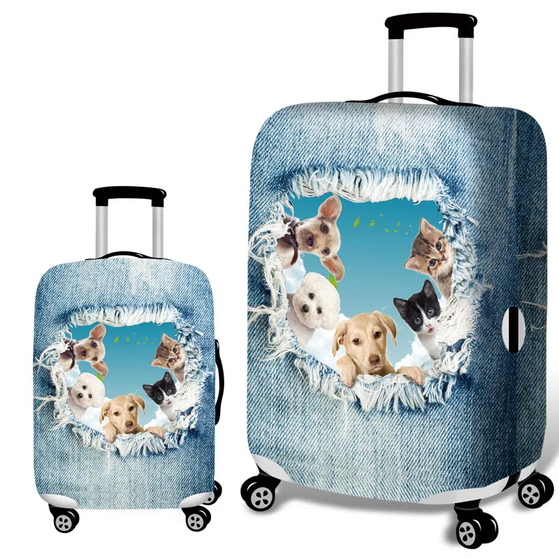 Cowboy Suitcase Case Cover 3D Cat Dog Luggage Elastic Protective Covers 18-32Inch Trolley Baggage Dust Cover Travel Accessories