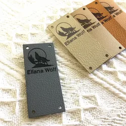 30pcs Leather tags for handmade items personalized sewing tags for knitting clothes Folding crochet hats label custom logo text