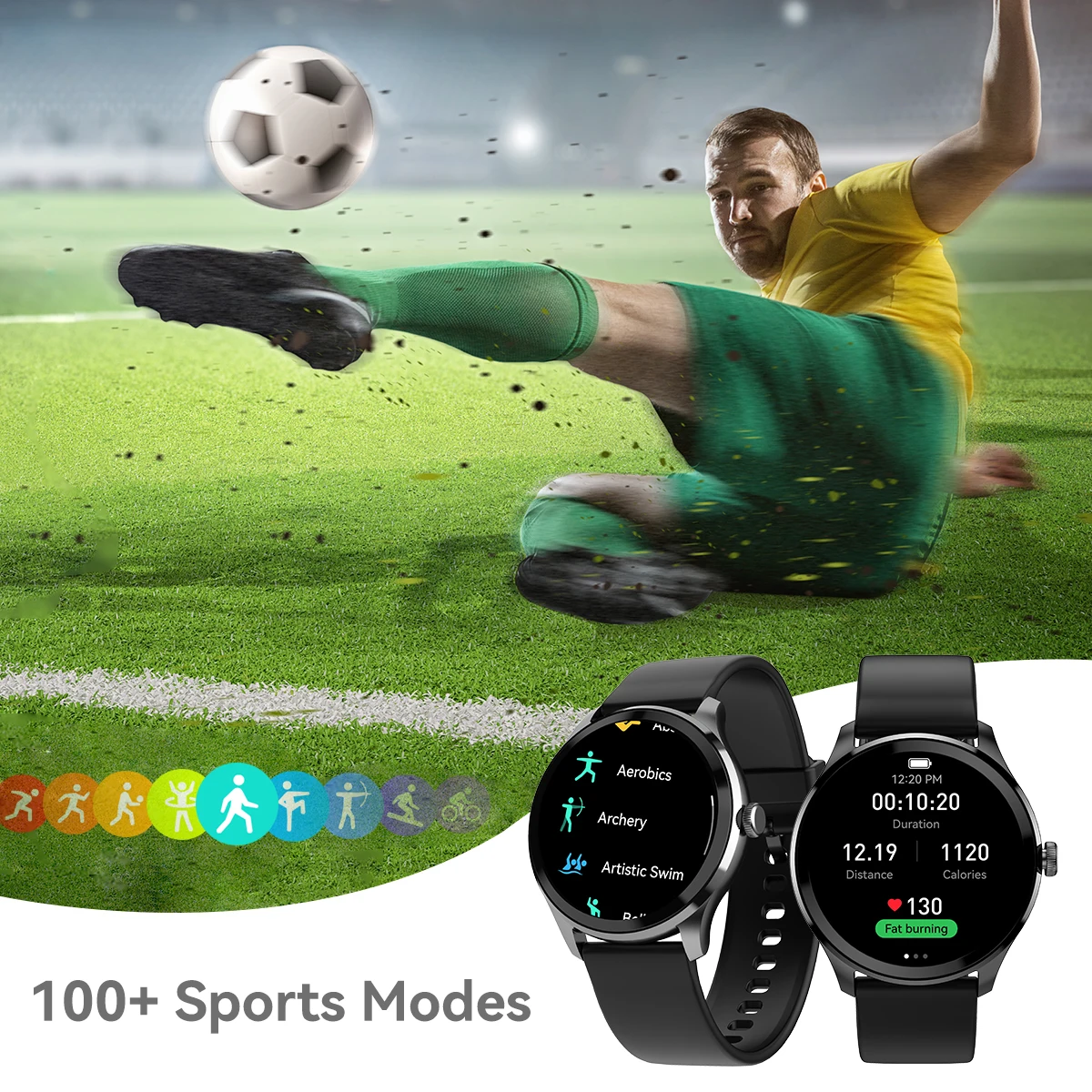 ساعة ذكية للمكالمات الصوتية من Apexfit للرجال 5ATM مقاومة للماء مدمجة بنظام تحديد المواقع مع شاشة Hr/Spo2 لهاتف آيفون وأندرويد