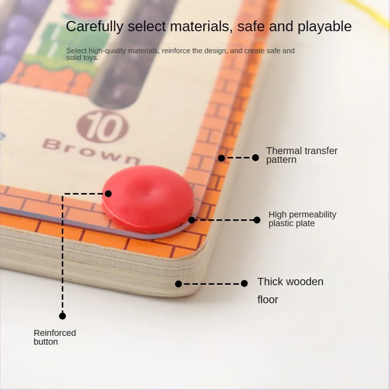 Labyrinthe magnétique de couleur et de chiffres pour enfants, Puzzle en bois, planche d'activité, apprentissage, comptage éducatif, jouets Montessori assortis pour enfants