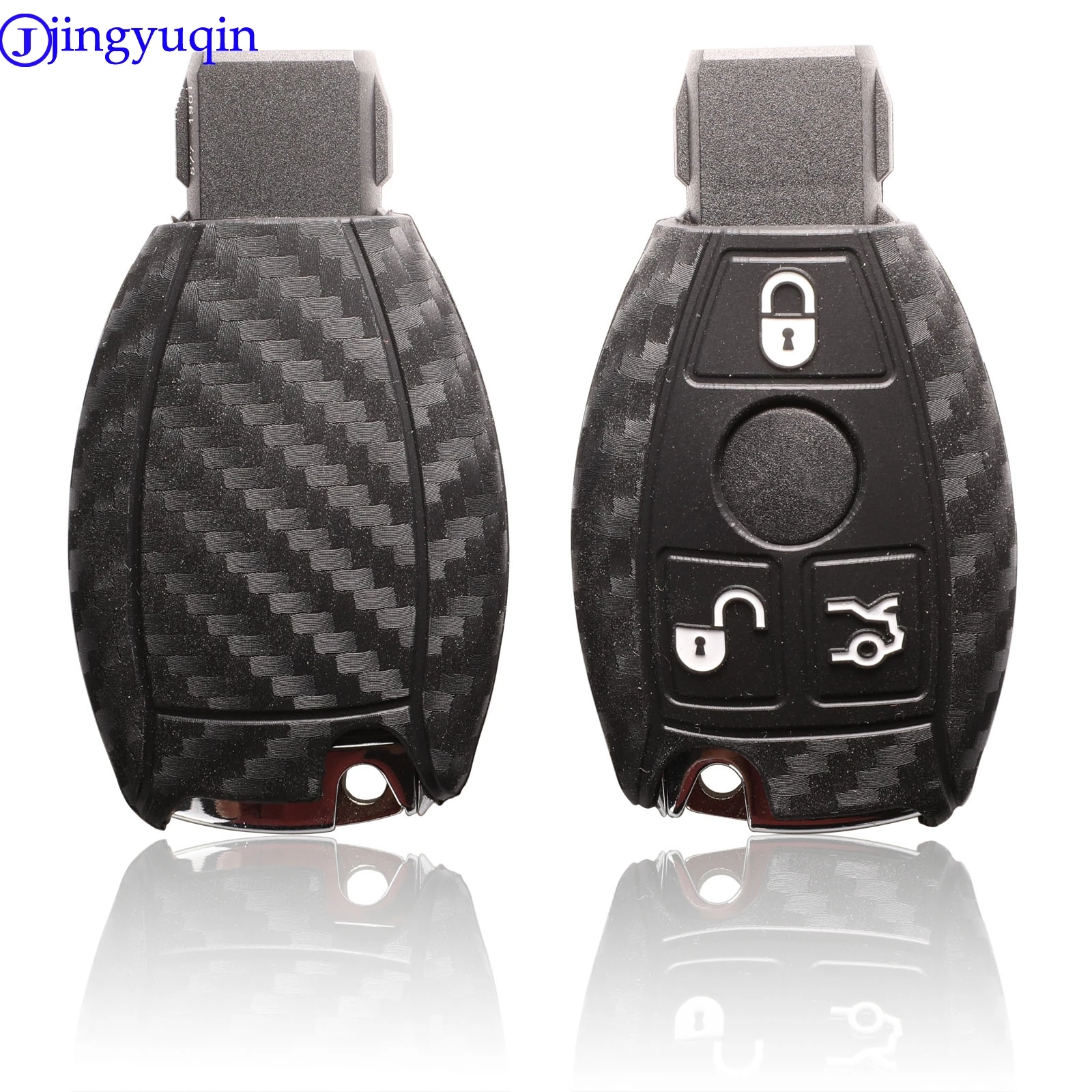 jingyuqin 3 Buttons Silicone Car Key Case For Mercedes Benz CLS CLA GL R SLK AMG A B C S Class Procted