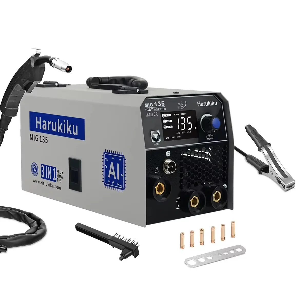 130A Gasless Flux Core Self-Shielded MIG Welder MIG Welder 110/220V Double Voltage 3 in 1  Welding Machine