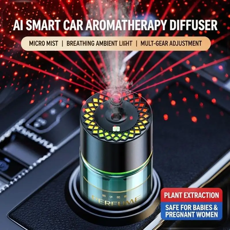 Quiet Operation Intelligent Aromatherapies Diffuser With Starlight Projection For Car Creates Nighttime Driving D7YA