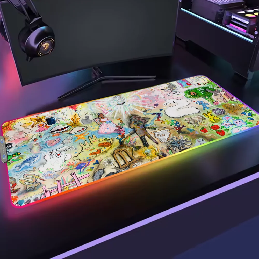 Rapper B-Bladee Cold Visions S Mouse Pad RGB LED Light Non-Slip Rubber Base Waterproof Office PC Home Best Price Desk-Mat USB La