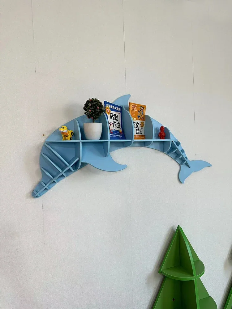 Creative cartoon shape bookshelf dolphin wall shelf