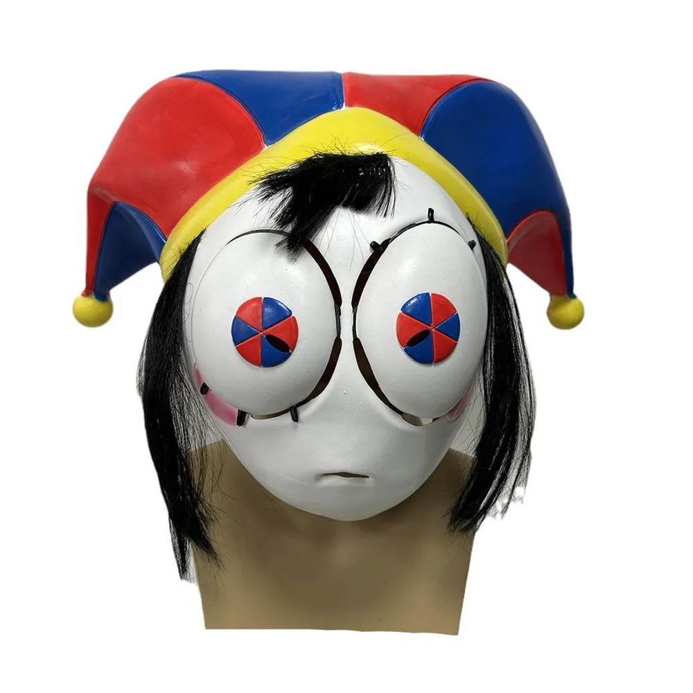Bunter Clownhut Vollgesichtsmaske mit Großem Augendesign Latexmaske Halloween Cosplay Maskerade Karneval Kostümparty Requisit – Detail 7