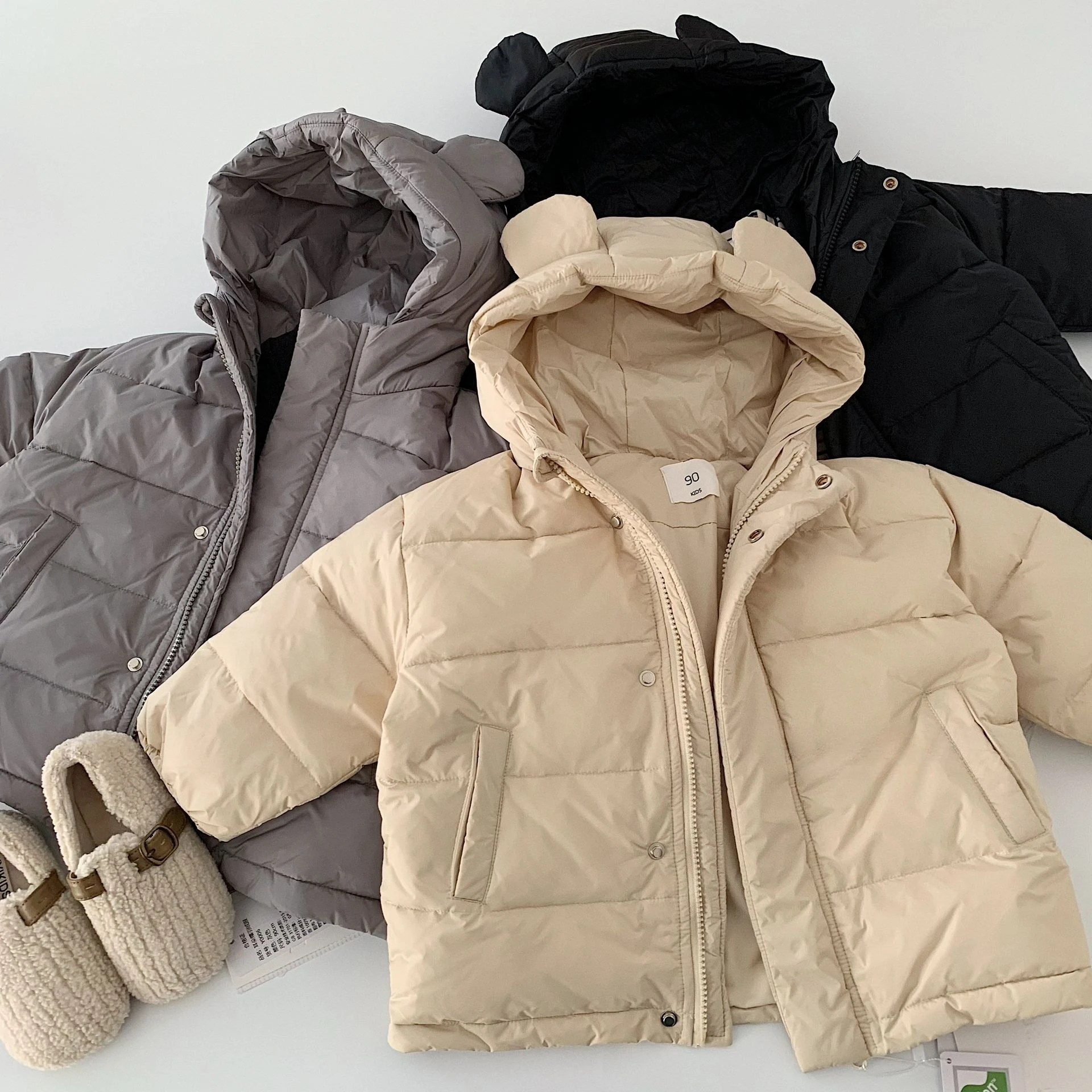 

2025 Зимний детский пуховик, новая мужская и женская зимняя одежда с капюшоном 90, белое пальто на утином пуху