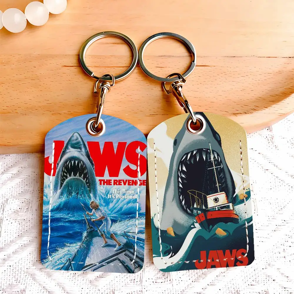 Movie Jaws Card Holder Keychain Key Ring Door Lock Access Protective Case For Security Gift