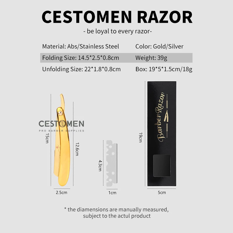 Men's Stainless Steel Folding Razor Upgrade Design Barber Shaving Knife Beard Cut Razors Plating Manual Removal Knife Holder