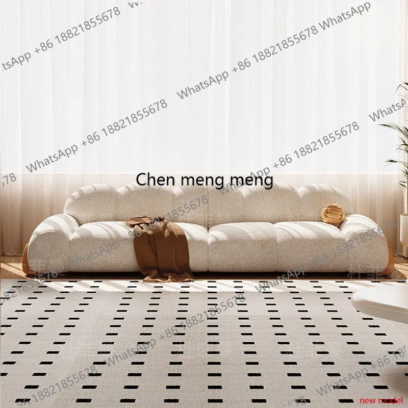 

Japanese Straight Natural Wood Modern Minimalist Sofa Living Room Cream Color Scratch Resistant Teddy Sofa Home Furnitureh178